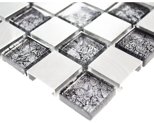 Štvorcová mozaiková dlaždica zo skla a hliníka