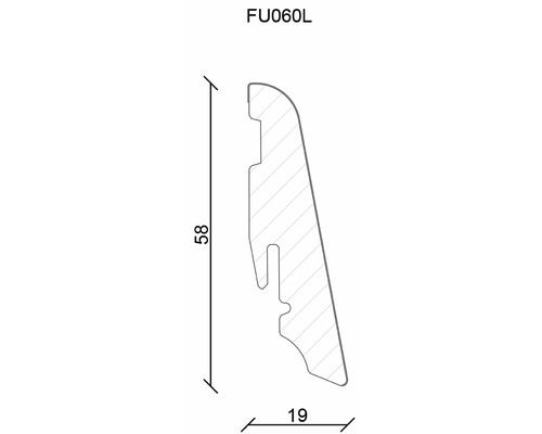 Technický nákres profilu s rozmermi 58 x 19 mm