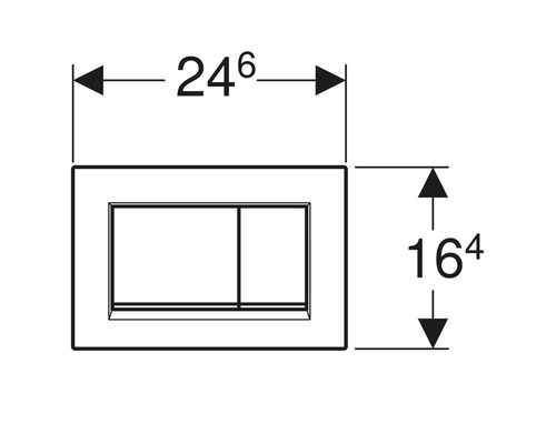 Technický nákres ovládacieho panela pre WC s rozmermi