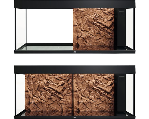 Akvárium s pozadím s kamennou štruktúrou