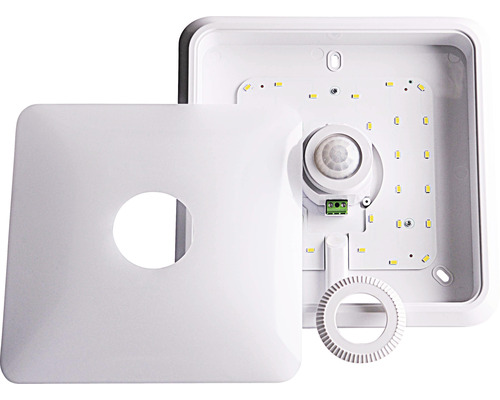 Štvorcové LED stropné svietidlo so snímačom pohybu a otvoreným puzdrom