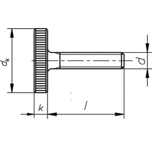 Technický výkres vrúbkovanej skrutky s rozmermi