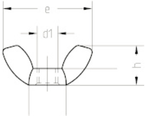 Technický nákres motýlikovej matice s rozmermi