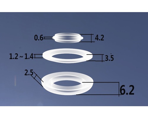 Obrázok tesniacich krúžkov s rozmermi