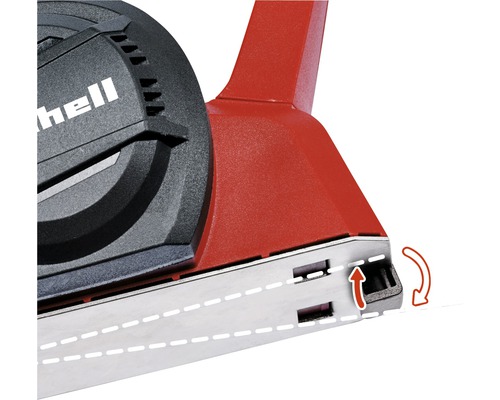 Detailný pohľad na hoblík s logom Einhell s nastavením hĺbky