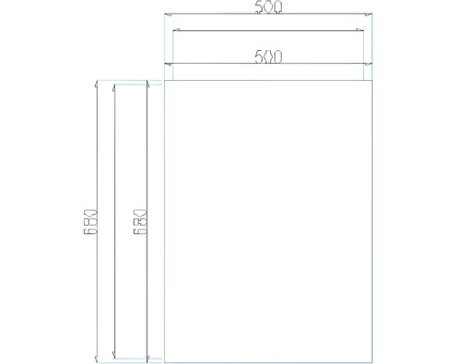 Technický nákres dosky s rozmermi 500 x 680