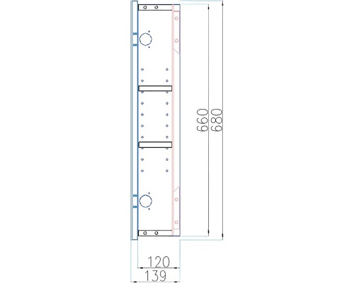 Technický nákres kusu nábytku s rozmermi