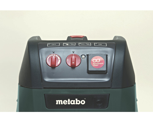 Logo Metabo na priemyselnom vysávači s funkciou Permanent Clean