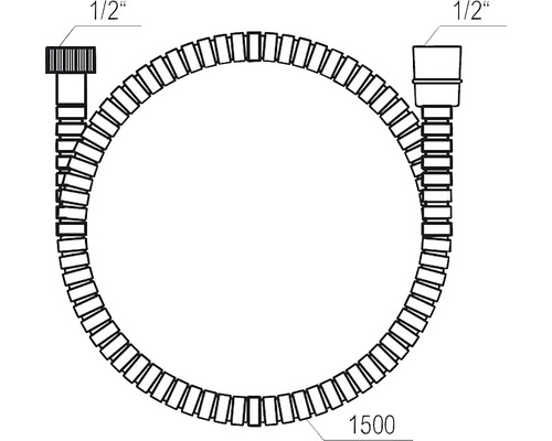 Sprchová hadica, dĺžka 1500 mm, 1/2 palcové pripojenie