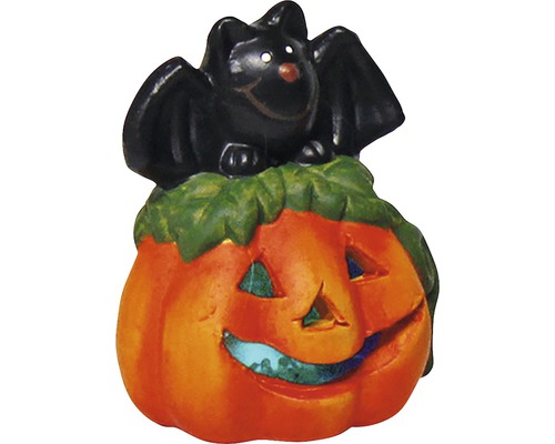 Halloweenska dekorácia s tekvicou a netopierom