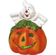 Halloweenska tekvicová lampa s figúrkou ducha