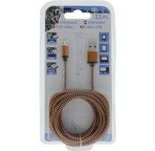 USB kábel s dĺžkou 2,5 metra, USB-A na Micro-USB, pletené vyhotovenie, v originálnom balení.