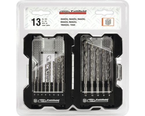 Sada vrtákov do kameňa Ergo Pattfield, 13 dielov