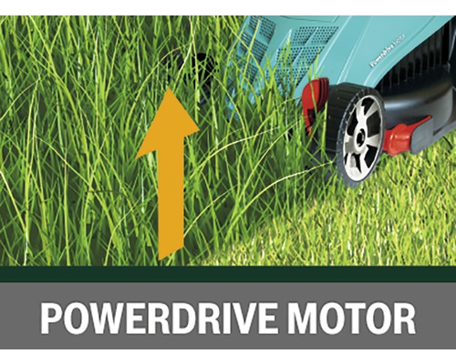 Kosačka na trávu kosí vysokú trávu s motorom Powerdrive