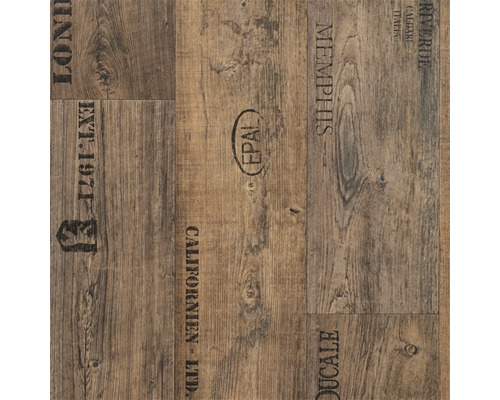 PVC podlaha SALOON 3M 2,80/0,2 doska Memphis 549 (metráž) Dekoratívny laminát s drevenou štruktúrou a nápismi