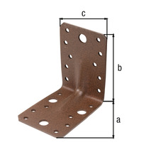 Rohová spojka s otvormi a rozmermi a, b a c.