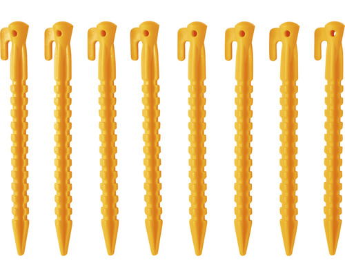 Viaceré žlté plastové zemné klince