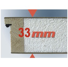 Panely s hrúbkou 33 milimetrov v priereze s drevom a izoláciou