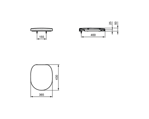 Technický nákres WC sedátka s rozmermi
