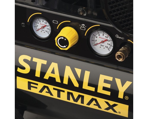 Kompresor Stanley Fatmax s ukazovateľom tlaku a nastavovacím gombíkom