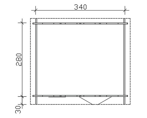 Technický nákres s rozmermi 340 a 280