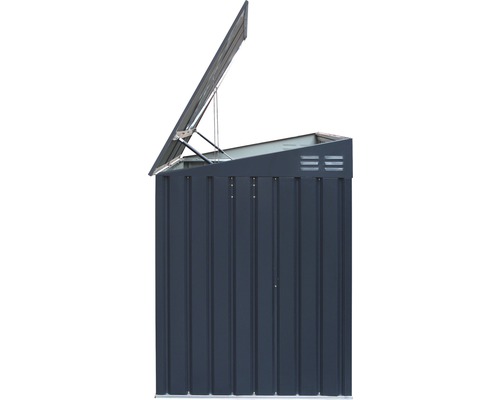 Otvorená kovová skrinka na náradie pre vonkajšie použitie