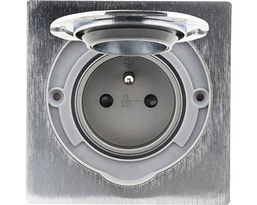 Zásuvka s ochranným kontaktom a sklopným vekom pre vonkajšie použitie