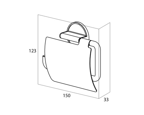 Technický nákres držiaka toaletného papiera s rozmermi