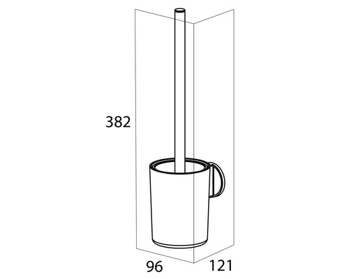 Nákres WC kefy s držiakom a rozmermi