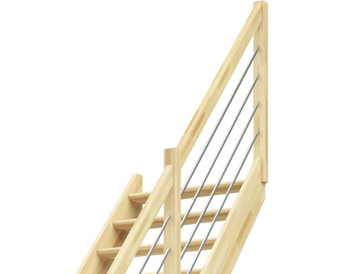 Drevené schodisko s nerezovým zábradlím