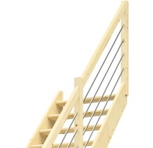 Drevené schodisko s nerezovým zábradlím
