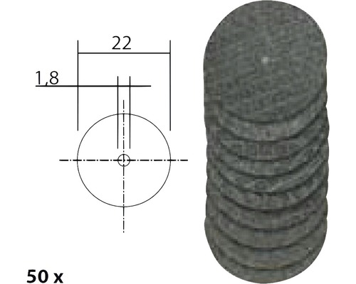 Päťdesiat rezných kotúčov s rozmermi