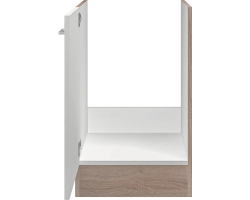 Otvorená kúpeľňová skrinka s dreveným efektom