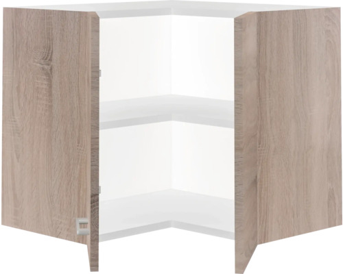 Rohová závesná skrinka s policami