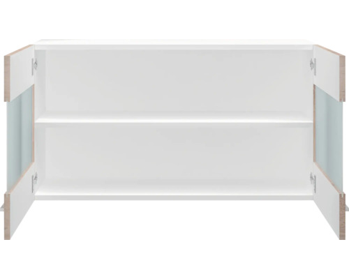 Otvorená kúpeľňová skrinka s dvoma policami