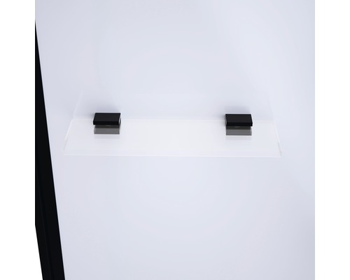 Polica z číreho skla s držiakom v sprchovacom kúte