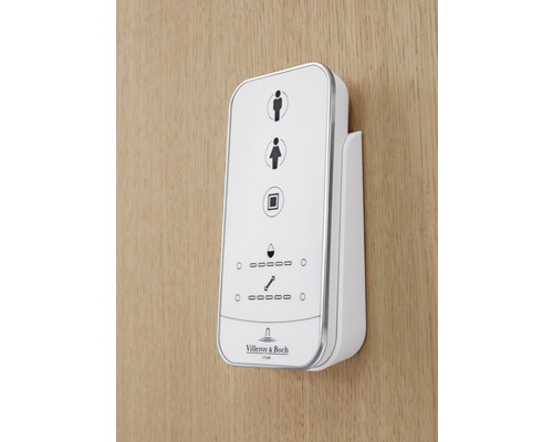Logo Villeroy & Boch s ovládacími prvkami na nastavenie sprchovacieho WC