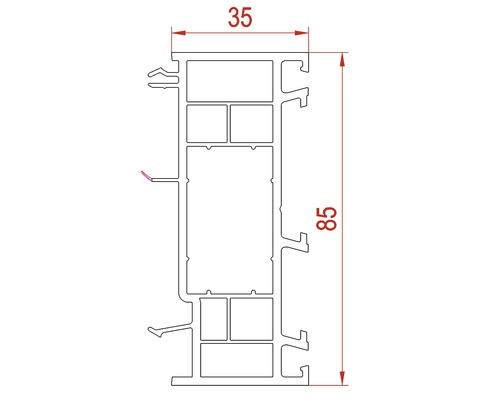 Technický nákres profilu s rozmermi 35 a 85.