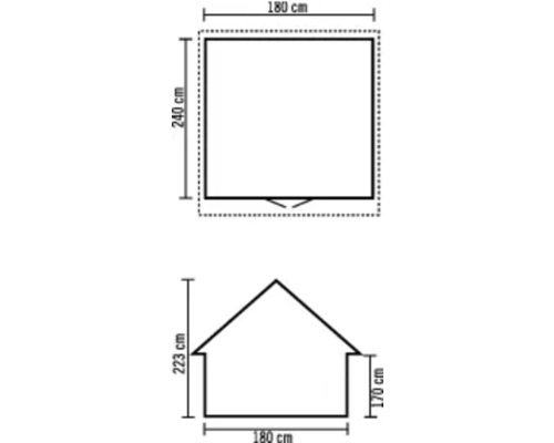 Pôdorys záhradného domčeka s rozmermi