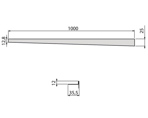 Technický nákres klinu s rozmermi