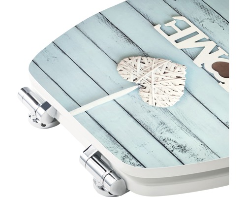 WC sedadlo so vzhľadom dreva, srdcom a nápisom