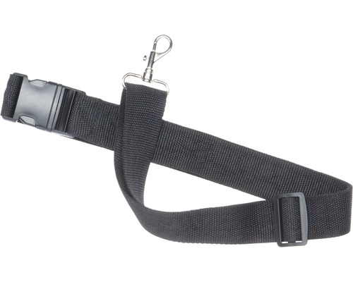 Čierny popruh s prackou a karabínou
