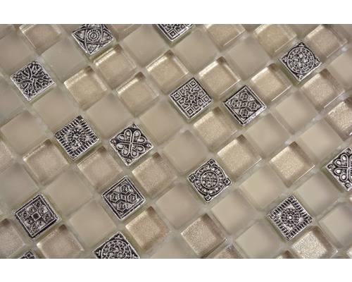 Mozaiková dlaždica so sklom a vzormi