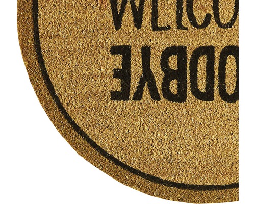 Výrez rohožky s nápisom Vitajte a Zbohom.