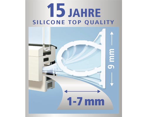 Profil tesnenia dverí s rozmermi 9 mm x 1–7 mm