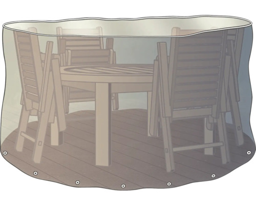 Ochranný obal na súpravu záhradného nábytku GARDEN PLACE Ø320 x 95 cm priehľadný Obal na záhradný stôl a stoličky na ochranu pred poveternostnými vplyvmi