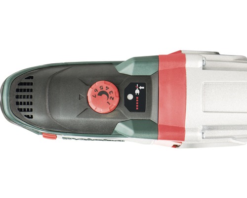 Detailný záber vŕtačky s regulátorom otáčok a symbolom sieťovej zástrčky