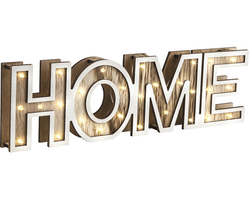 Dekoratívne drevené svetlo s nápisom Home pre vnútorné použitie