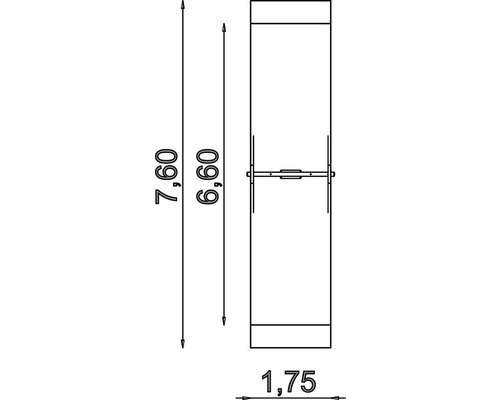 Technický výkres zariadenia s rozmermi v metroch.