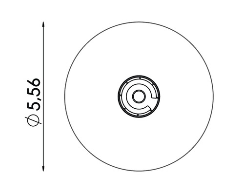 Technický nákres okrúhleho objektu s priemerom 5,56.